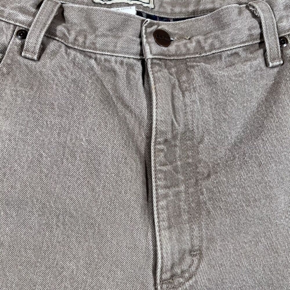 LL Bean Natural Fit Tan Canvas Flannel Lined 100% Cotton Pants Y2K Men's 40x29 - Picture 8 of 16
